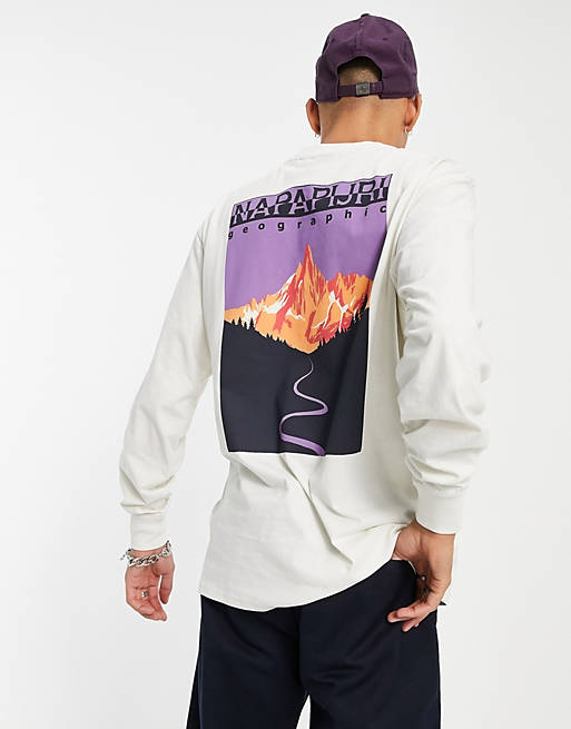 T-Shirts & Vests Napapijri Quintino back print long sleeve t-shirt in off-white 