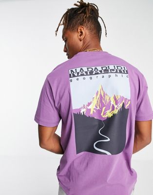 Napapijri Quintino back print t-shirt in purple