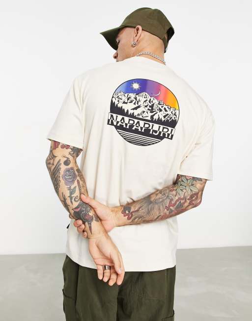 Napapijri - Quintino - T-shirt met print op de achterkant in gebroken wit, exclusief bij ASOS