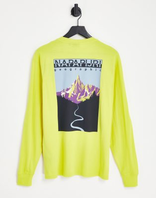 Napapijri Quintiono back print long sleeve t-shirt in lime green  - ASOS Price Checker