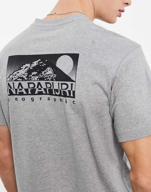 Napapijri Quito back print t shirt in grey Exclusive at ASOS ASOS