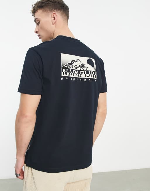 Napapijri – Quito – Czarny T-shirt z nadrukiem na plecach – tylko w ASOS