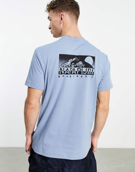 Napapijri - Quito - T-shirt met print op achterkant in blauw, exclusief bij ASOS
