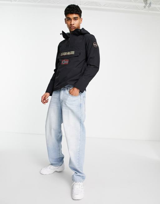 Napapijri Rainforest Sum 3 water repellent overhead hooded jacket in black, 4 of 4