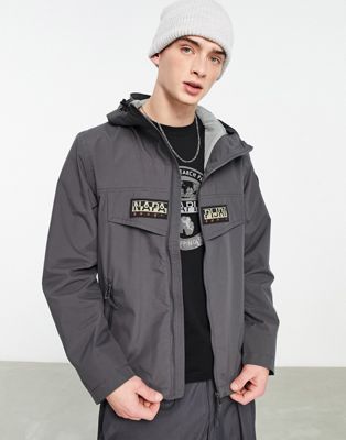 Napapijri Rainforest zip up hooded jacket in dark grey - ASOS Price Checker