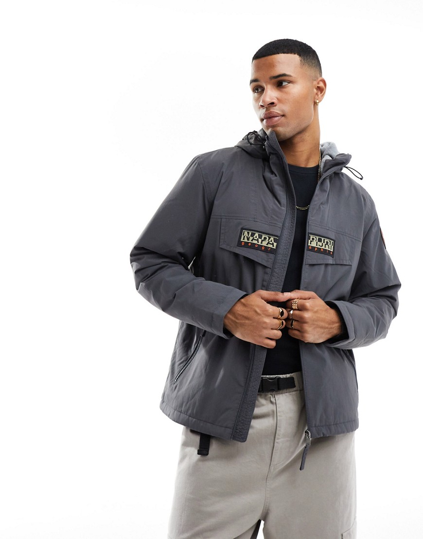 Napapijri Rainforest Winter water-repellent insulated zip up jacket in dark grey