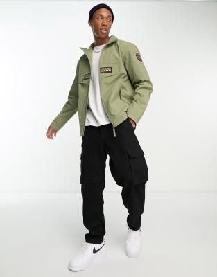 Napapijri Rainforest zip up jacket in khaki-Green