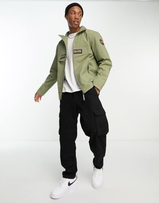 Napapijri Rainforest zip up jacket in khaki