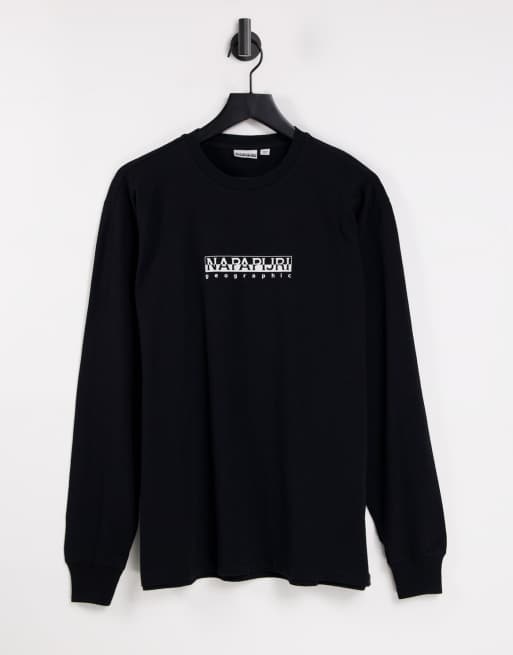Napapijri - Recht T-shirt met lange mouwen in zwart 