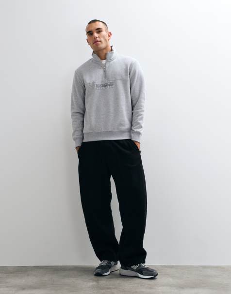 Napapijri - Rechte sweatshirt met logo en korte rits in lichtgrijs - view 1