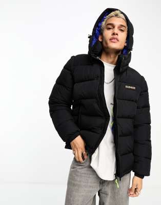 BOSS - Water-repellent hooded puffer jacket with logo patch