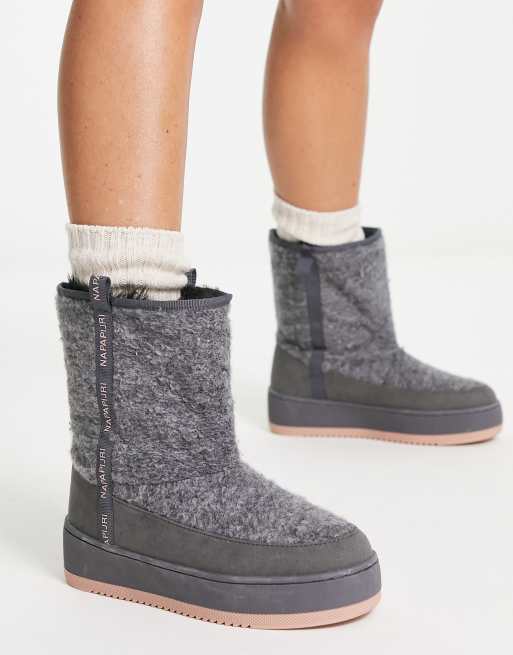 Grey faux fur on sale boots