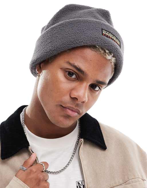Napapijri - Rock - Beanie van fleece met logobadge in grijs