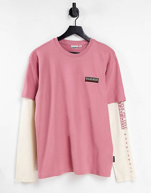 Designer Brands Napapijri Roen long sleeve t-shirt in pink 