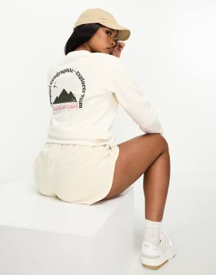 Napapijri - Rope - Sweat-shirt en polaire avec imprimé au dos - Crème-Blanc