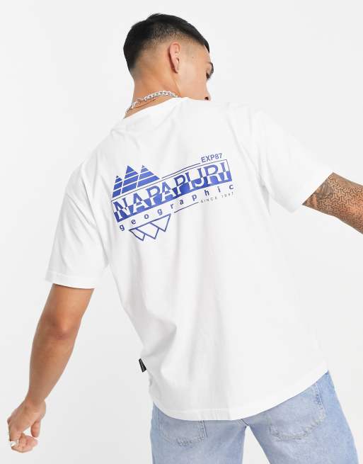 Napapijri – S-Aspen – T-Shirt in Weiß mit Berg-Grafikprint hinten, exklusiv bei ASOS