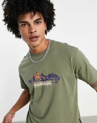 Napapijri's-backcountry mountain graphic T-shirt in green