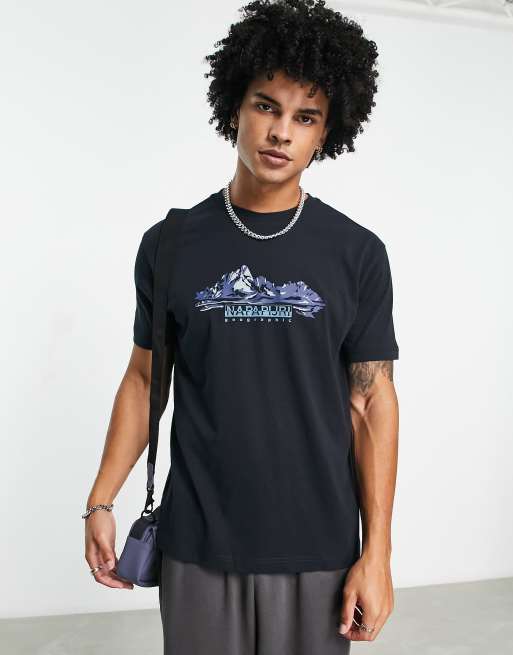 Napapijri - S-backcountry - T-shirt met bergprint in zwart