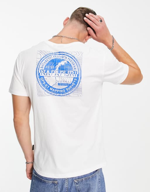 Napapijri – S-edo – Biały T-shirt z nadrukiem na plecach – tylko w ASOS