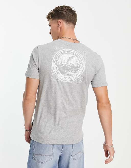 Napapijri - S-Edo - T-shirt met print op de achterkant in grijs, exclusief bij ASOS