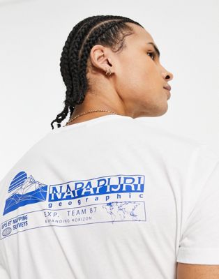 Napapijri s-evan back print t-shirt in white Exclusive to ASOS
