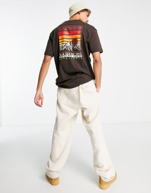 Napapijri S-Hill mountain back print t-shirt in brown