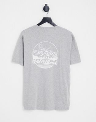 Napapijri s-louise circle mountain back print t-shirt in grey Exclusive to ASOS
