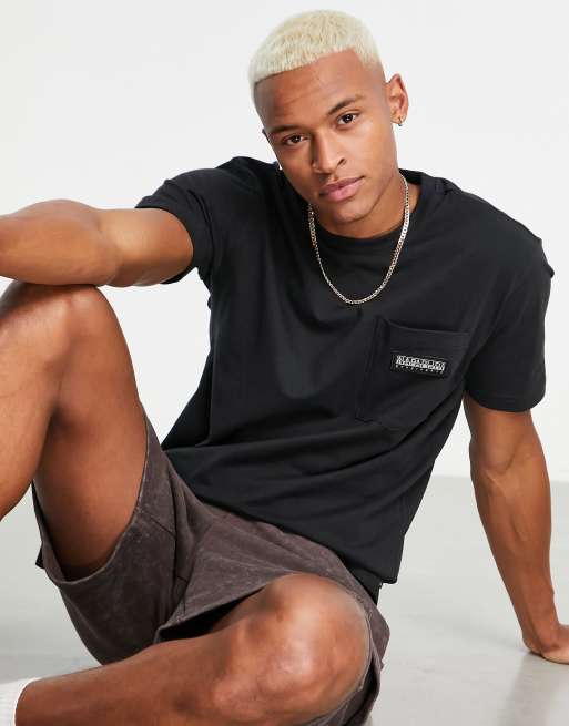 Napapijri - S-morgex - Sort T-shirt med lomme
