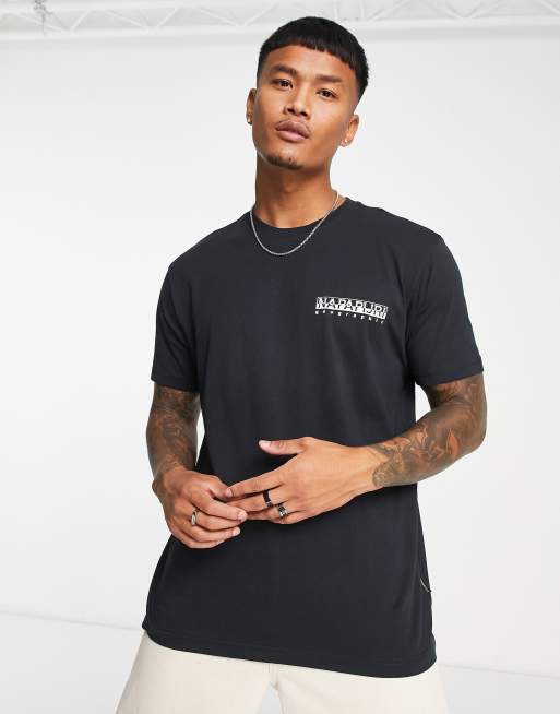 Napapijri s-telemark mountain backprint t-shirt in black | ASOS