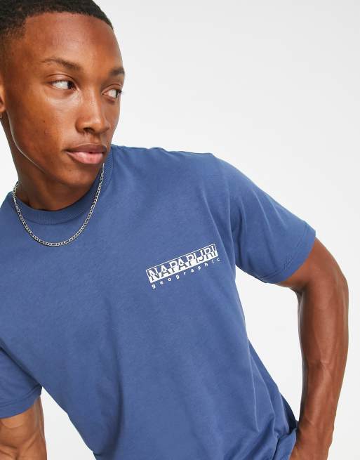 Napapijri s-telemark mountain backprint t-shirt in blue | ASOS