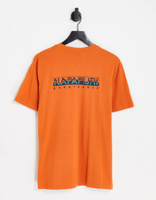 Napapijri s-telemark mountain backprint t-shirt in orange