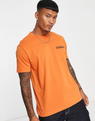 Napapijri s-telemark mountain backprint t-shirt in orange