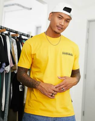 Napapijri S-Telemark mountain back print t-shirt in yellow - ASOS Price Checker