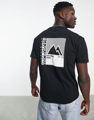 Napapijri s-vail mountain back print t-shirt in black Exclusive to ASOS