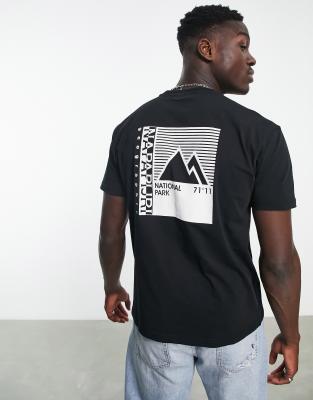 Napapijri S-Vail mountain back print t-shirt in black Exclusive to ASOS - ASOS Price Checker