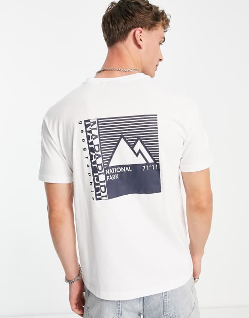 Napapijri s-vail mountain back print t-shirt in white Exclusive to ASOS