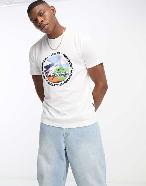 Napapijri Sangay chest print t-shirt in white