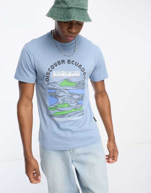Napapijri - Sangay - T-shirt met print op de voorkant in blauw