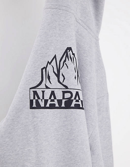 Women Napapijri Saretine back print hoodie in light grey 