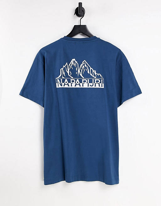 Napapijri Saretine back print t-shirt in blue