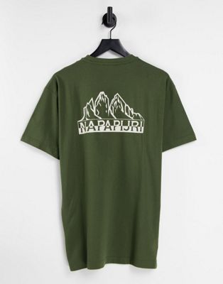 Napapijri Saretine back print t-shirt in green