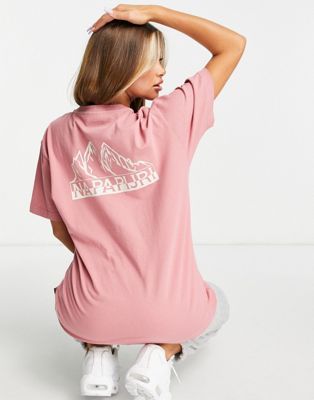 Napapijri Saretine back print t-shirt in pink