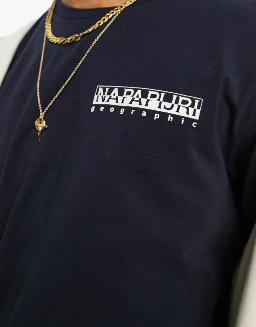 Napapijri - Seba - T-shirt blu navy con stampa sul retro, 4 di 4