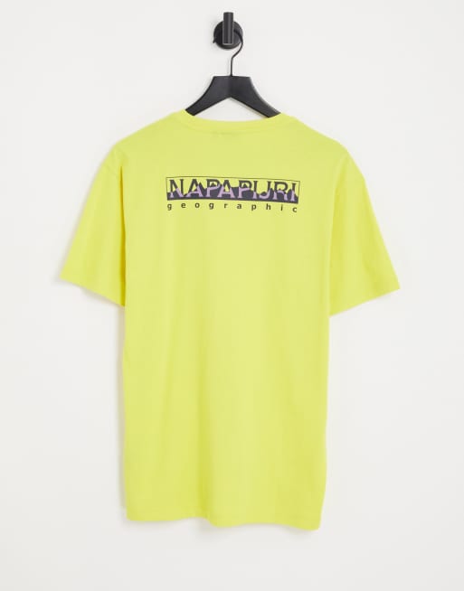 Napapijri Sella back print t-shirt in lime green 