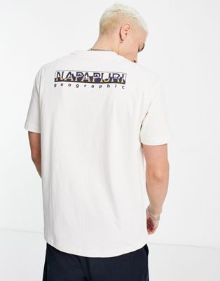 Napapijri Sella back print t-shirt in off-white