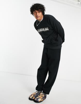 Napapijri Sella crew sweatshirt in black  - ASOS Price Checker