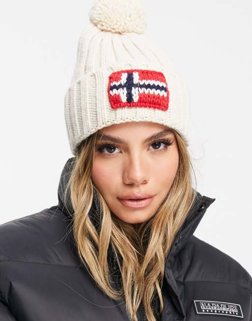 professioneel Tanzania neus Napapijri Semiury 3 bobble beanie in white | ASOS