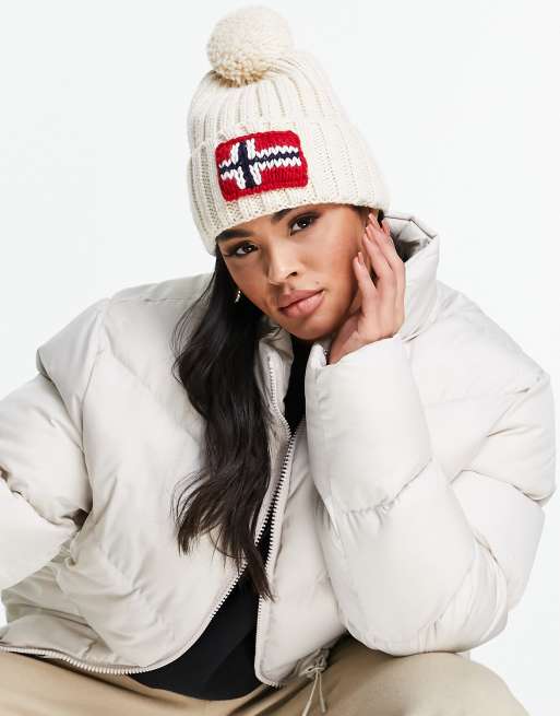 Napapijri - Semiury 4 - Beanie met pompon in crèmekleur