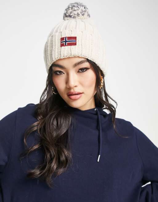 Napapijri semiury bobble beanie in cream