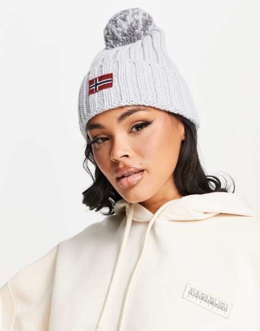 Napapijri semiury bobble beanie in grey